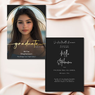 Moderne Minimalistische Zwarte Folie Afstudeeraank Uitnodiging