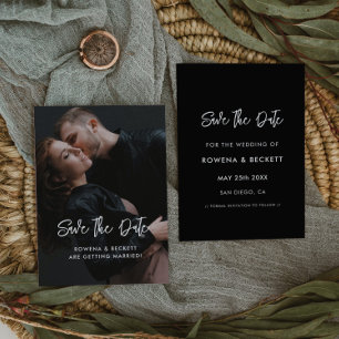 Moderne, minimalistische zwarte foto save the date