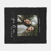 Moderne Minimalistische Zwarte Foto Script Fleece Deken (Voorkant (Horizontaal))