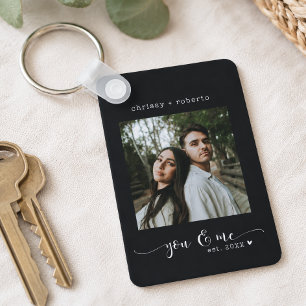 Moderne Minimalistische Zwarte Foto Script Sleutelhanger