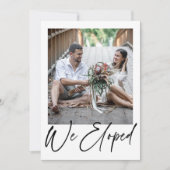 Moderne minimalistische zwarte foto-weddenschap aankondiging (Voorkant)