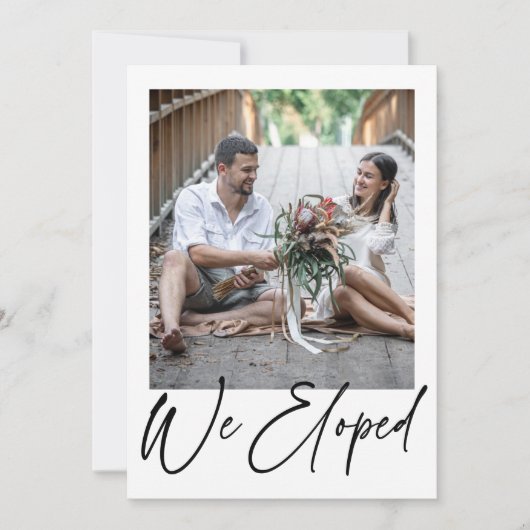 Moderne minimalistische zwarte foto-weddenschap aankondiging (Voorkant)