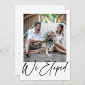 Moderne minimalistische zwarte foto-weddenschap aankondiging (Voorkant / Achterkant)