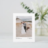 Moderne minimalistische zwarte foto-weddenschap aankondigingskaart (Staand voorkant)