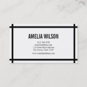 Moderne minimalistische zwarte, gedurfde grenzen e visitekaartje (Achterkant)