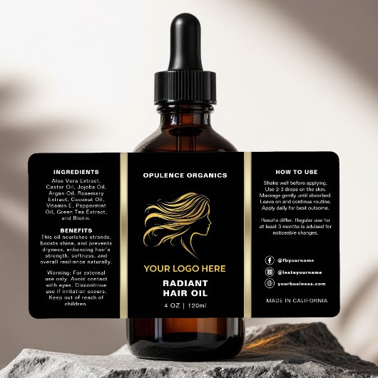 Moderne minimalistische zwarte gouden cosmetische  etiket