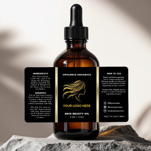 Moderne minimalistische zwarte gouden cosmetische  etiket