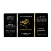 Moderne minimalistische zwarte gouden cosmetische  etiket (Voorkant)