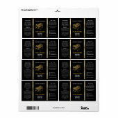 Moderne minimalistische zwarte gouden cosmetische  etiket (Full Sheet)