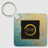 Moderne minimalistische zwarte gouden eenvoudige v sleutelhanger (Voorkant)