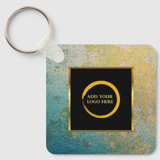 Moderne minimalistische zwarte gouden eenvoudige v sleutelhanger (Voorkant)