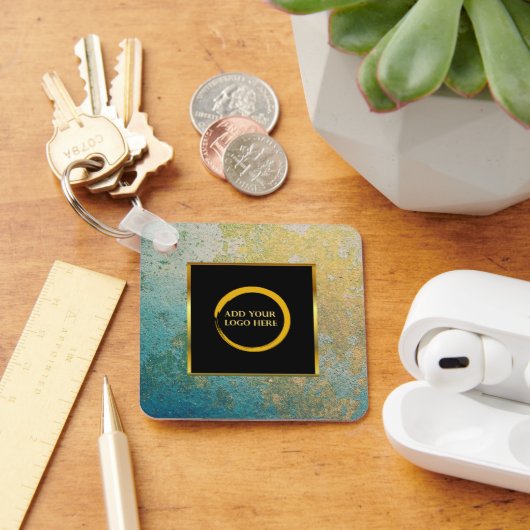 Moderne minimalistische zwarte gouden eenvoudige v sleutelhanger (Bureau)