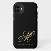 Moderne, minimalistische zwarte gouden monogrammen Case-Mate iPhone case (Achterkant)