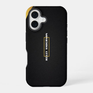 Moderne Minimalistische Zwarte & Gouden Patroon me iPhone 16 Hoesje