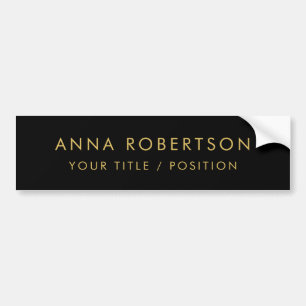 Moderne Minimalistische Zwarte Gouden Professionel Bumpersticker