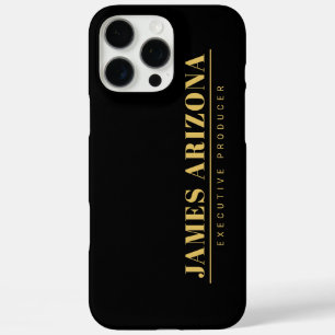 Moderne Minimalistische Zwarte Gouden Professionel iPhone 16 Pro Max Hoesje