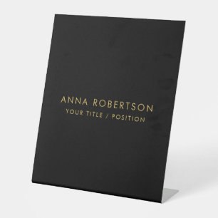 Moderne Minimalistische Zwarte Gouden Professionel Reclamebord Met Voetstuk