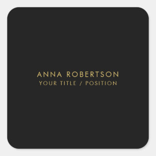 Moderne Minimalistische Zwarte Gouden Professionel Vierkante Sticker