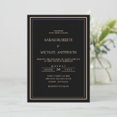 Moderne Minimalistische Zwarte Gouden Script Frame Kaart (Staand voorkant)