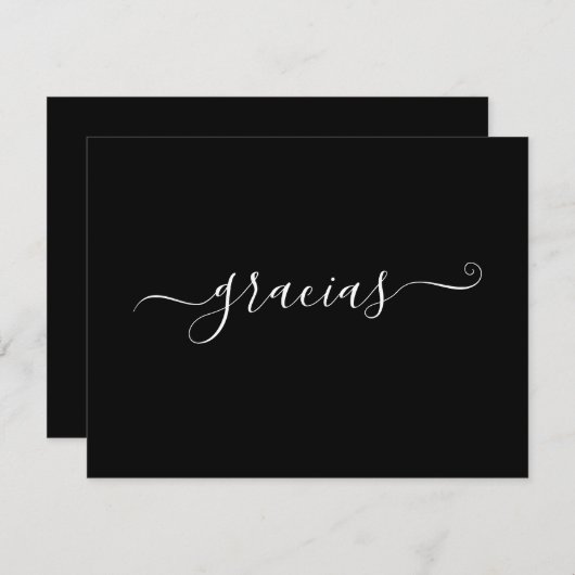 Moderne minimalistische zwarte gracias Kaart (Voorkant / Achterkant)