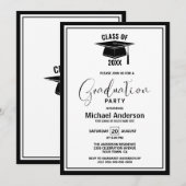 Moderne minimalistische zwarte-grensdoorlooppartij kaart (Voorkant / Achterkant)