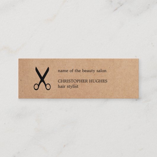 Moderne, minimalistische zwarte haarlijst met kraf mini visitekaartje (Voorkant)