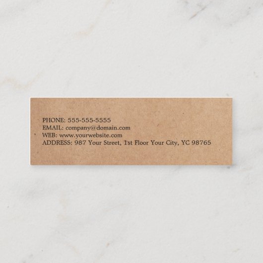 Moderne, minimalistische zwarte haarlijst met kraf mini visitekaartje (Achterkant)