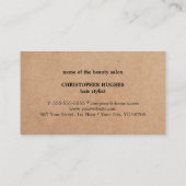 Moderne, minimalistische zwarte haarlijst met kraf visitekaartje (Achterkant)