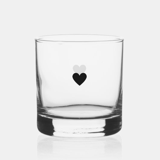 Moderne Minimalistische Zwarte Hart Eenvoudige Cus Whisky Glas (Voorkant)
