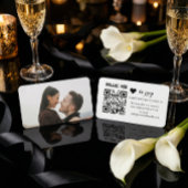 Moderne Minimalistische Zwarte Hart QR Code RSVP Informatiekaartje