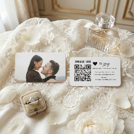 Moderne Minimalistische Zwarte Hart QR Code RSVP Informatiekaartje