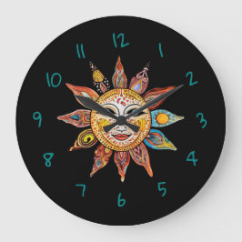 Moderne minimalistische zwarte hemelzon grote klok