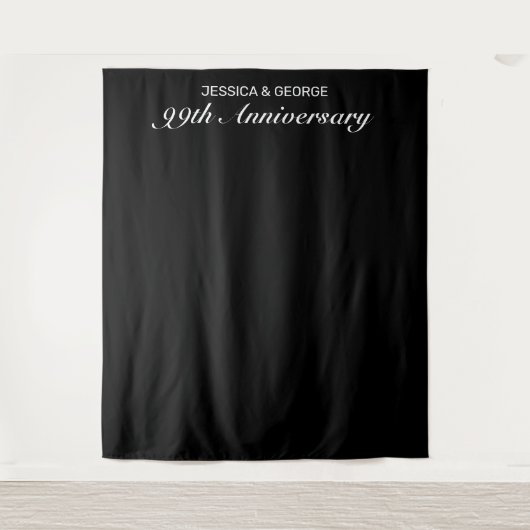 Moderne minimalistische zwarte huwelijksverjaardag wandkleed (Voorkant)