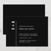 Moderne, minimalistische zwarte Initialen bruiloft Kaart (Voorkant / Achterkant)