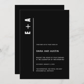 Moderne, minimalistische zwarte Initialen bruiloft Kaart (Voorkant / Achterkant)