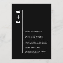 Moderne, minimalistische zwarte Initialen bruiloft