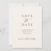 Moderne Minimalistische Zwarte & Ivoren Foto Huwel Save The Date (Voorkant)