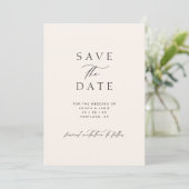 Moderne Minimalistische Zwarte & Ivoren Foto Huwel Save The Date (Staand voorkant)