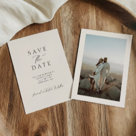 Moderne Minimalistische Zwarte & Ivoren Foto Huwel Save The Date