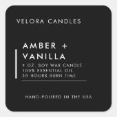 Moderne minimalistische zwarte kaars label Sticker (Voorkant)