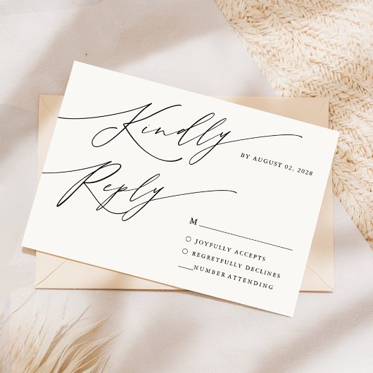 Moderne minimalistische zwarte kalligrafie Script  RSVP Kaartje
