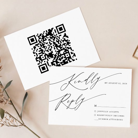 Moderne minimalistische zwarte kalligrafie Script  RSVP Kaartje