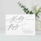 Moderne minimalistische zwarte kalligrafie Script  RSVP Kaartje (Staand voorkant)