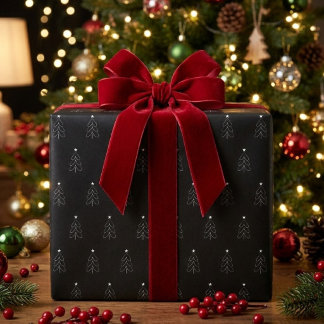 Moderne Minimalistische Zwarte Kerstboom Cadeaupapier