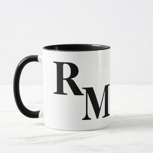 Moderne minimalistische zwarte-Letter-Mok Mok (Links)