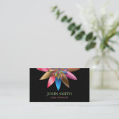 Moderne minimalistische zwarte Lotus Yoga-instruct Visitekaartje (Staand voorkant)