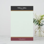 Moderne minimalistische zwarte maroon Stripes Briefpapier (Staand voorkant)