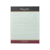 Moderne, minimalistische zwarte maroon Stripes, ge Notitieblok (Linkerzijde)