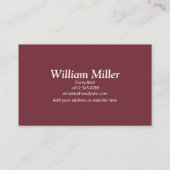 Moderne minimalistische zwarte maroon Stripes Visitekaartje (Achterkant)