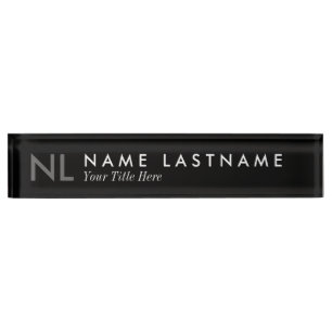 Moderne minimalistische zwarte monogram naambordje
